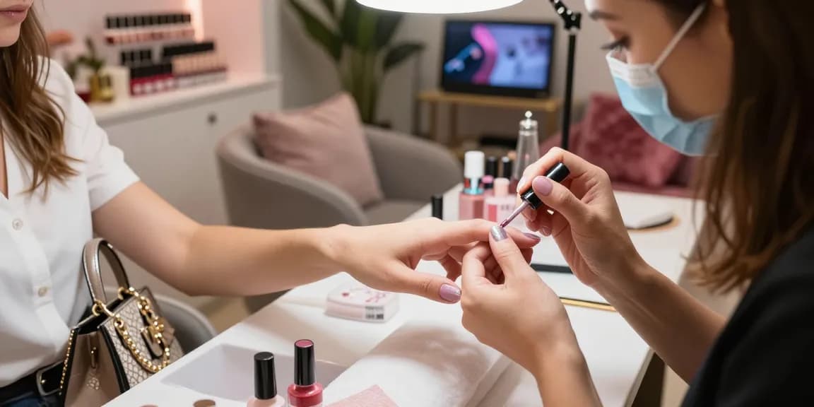 Proses perawatan kuku mewah LUXURY12 di salon dengan suasana elegan dan relaks.