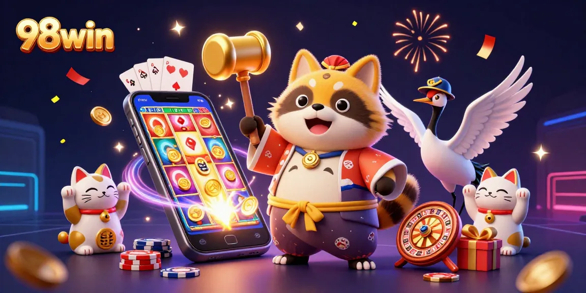 Engage in exciting gameplay at 98win with vibrant characters and casino action.