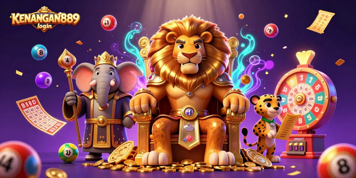 Experience KENANGAN889 login excitement with engaging online slots under a majestic casino scene.