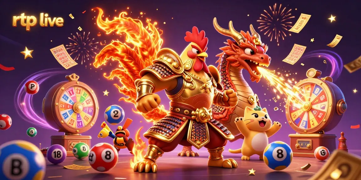 Experience thrilling rtp live moments with gaming characters amidst vibrant casino elements.