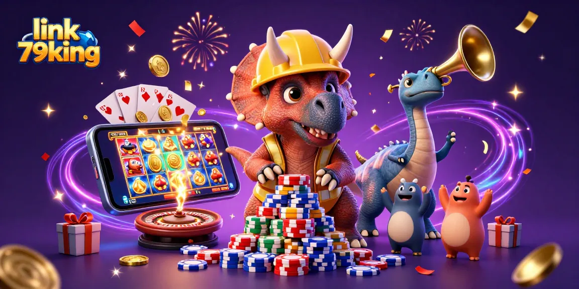 Experience the thrill with link 79king as triceratops builds poker chip pyramids amidst dynamic gaming elements.