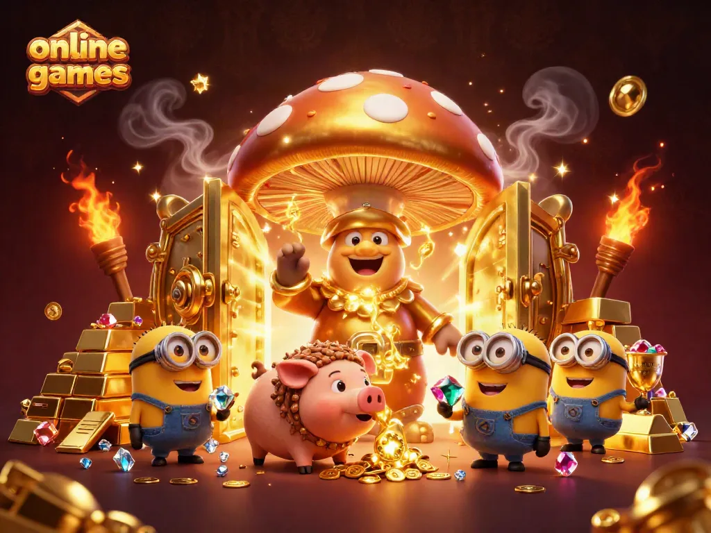 Experience exhilarating online casino games with rich treasures and engaging characters illustrated in 3D.