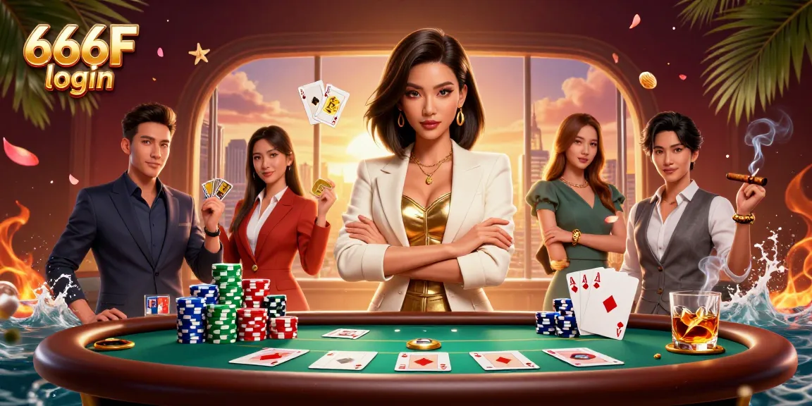 Engage with the excitement of 666F login featuring a powerful businesswoman and dynamic poker scene.