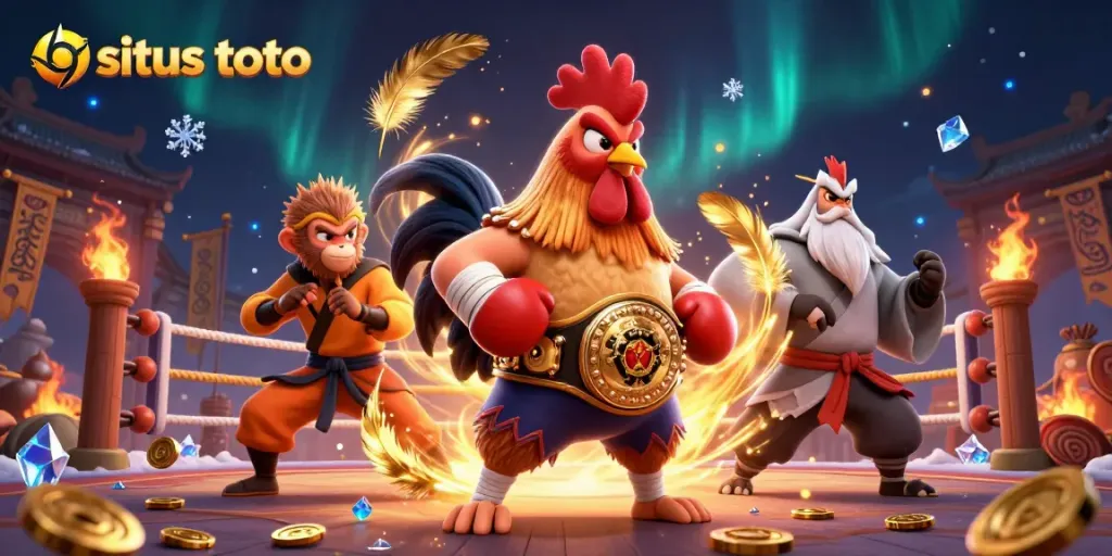 Experience the thrill of situs toto with dynamic characters in a vibrant casino-inspired scene.