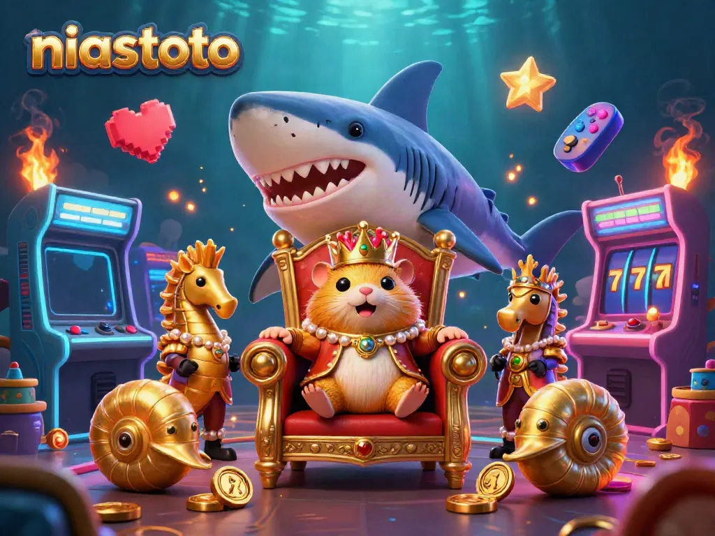 Experience vibrant casino action with niastoto's engaging game characters amongst dazzling arcade elements.