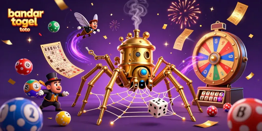 Permainan bandar togel toto dengan karakter unik dan elemen keberuntungan yang berwarna-warni.