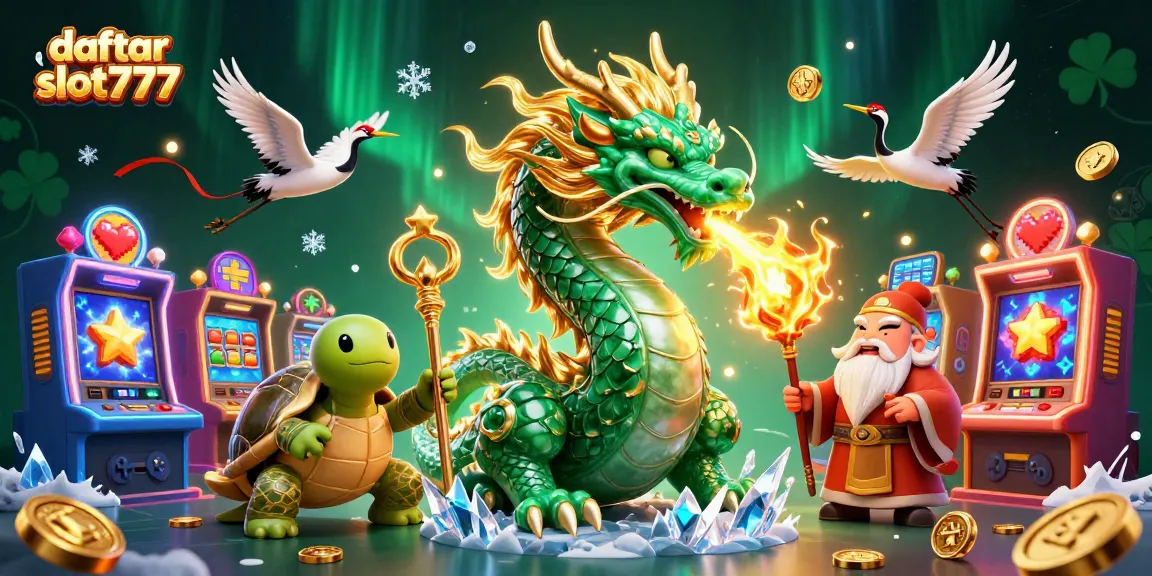 Experience the excitement of daftar slot777 with vibrant slot games and winning elements in this 3D illustration.