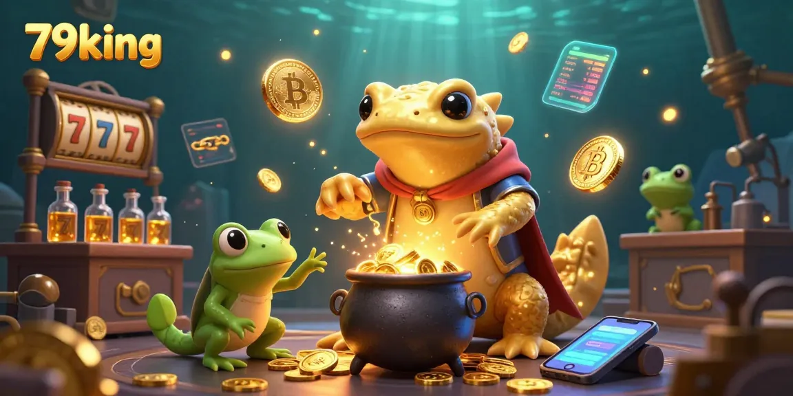 Engage with 79king's vibrant casino scene featuring golden characters interacting with rich gaming elements.