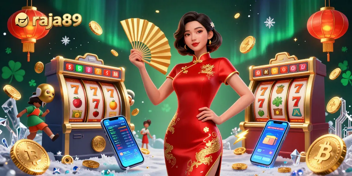 Experience the vibrant raja89 casino with stunning graphics, slot games, and crypto elements.