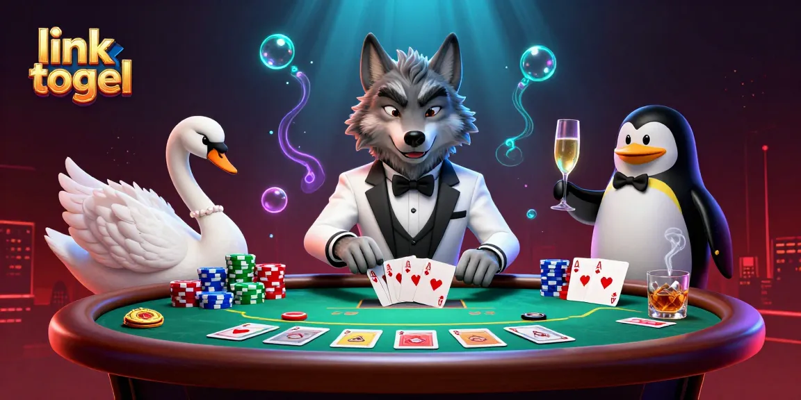 Experience high-stakes action with link togel in a vibrant casino scene featuring lively characters.