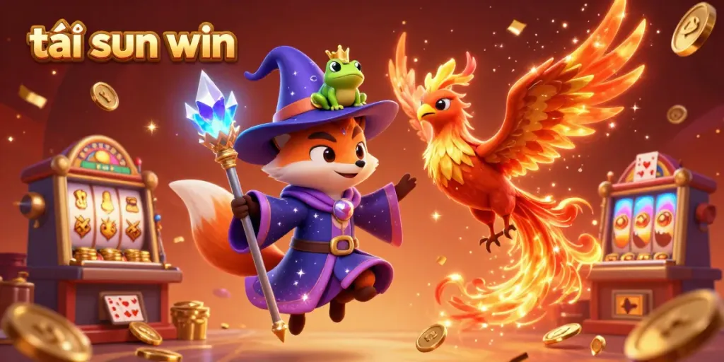 Try your luck and tải sun win with a vibrant magical casino adventure illustration featuring rich game elements.