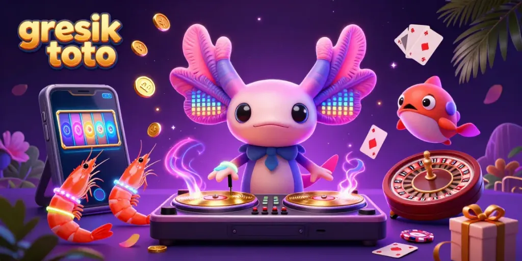 Experience excitement with gresik toto in this vibrant, energetic casino-themed digital illustration.
