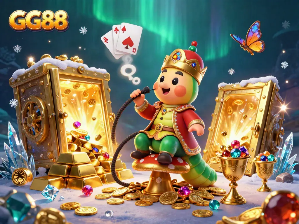Engage with GG88 through dynamic casino elements illustrated in a vibrant, detailed 3D scene.