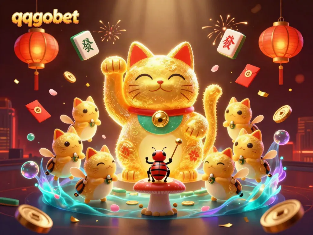 Experience excitement at qqgobet with vibrant casino-themed illustration showcasing lucky elements.