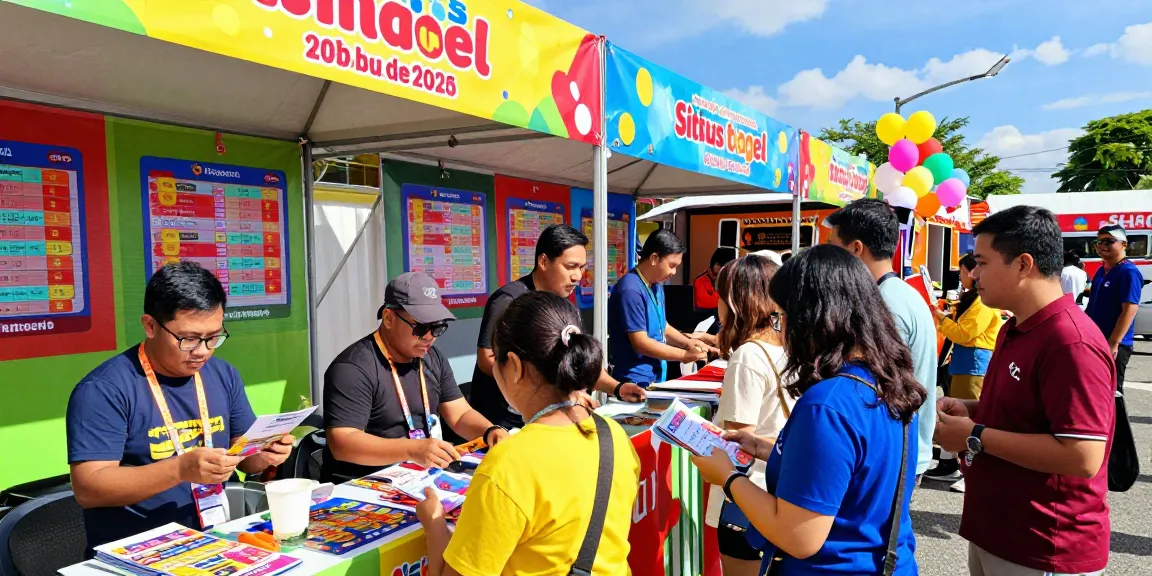 Exciting outdoor event showcasing situs togel lottery products with vendors and attendees engaging.