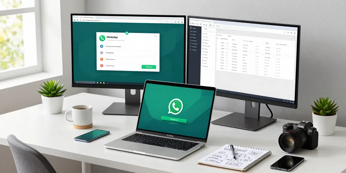 Professional using WhatsApp電腦版 in a modern workspace, showcasing productivity tools.