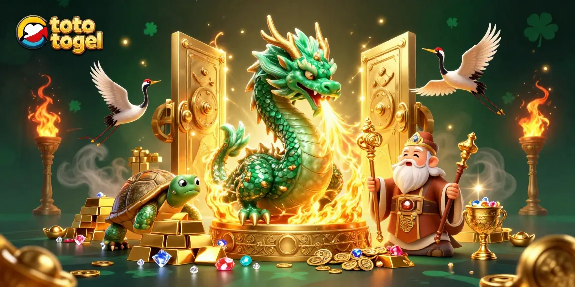 Experience the thrill of toto togel with enchanting dragons and lucky symbols in a dynamic casino scene.