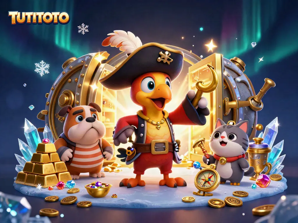 TUTITOTO showcases vibrant casino adventure with a pirate scene featuring treasure and gems