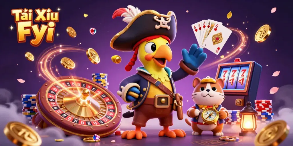 Tài Xỉu Fyi brings lively gambling action with characters and vibrant casino elements.