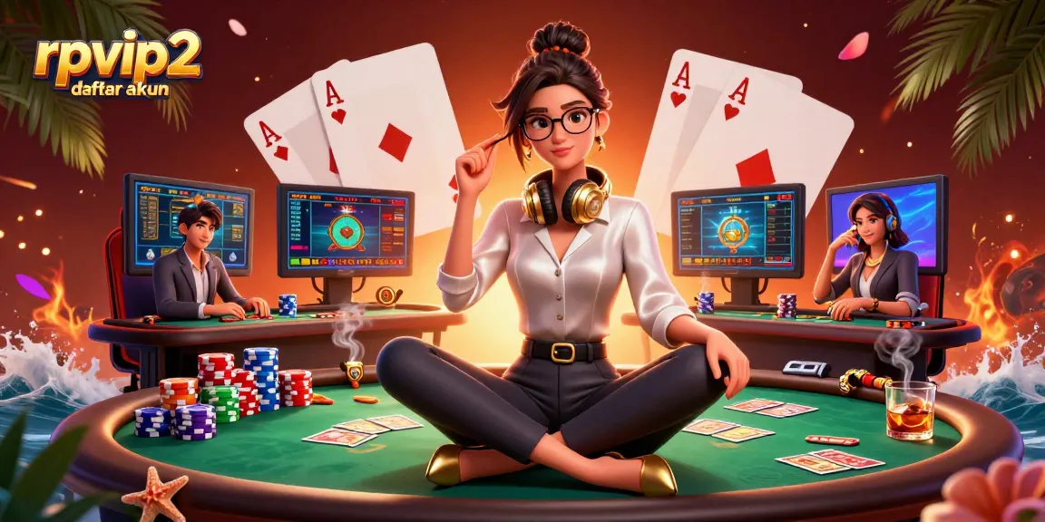 Engaging scene illustrating rpvip2 daftar akun with a professional gamer and casino elements for online gaming.