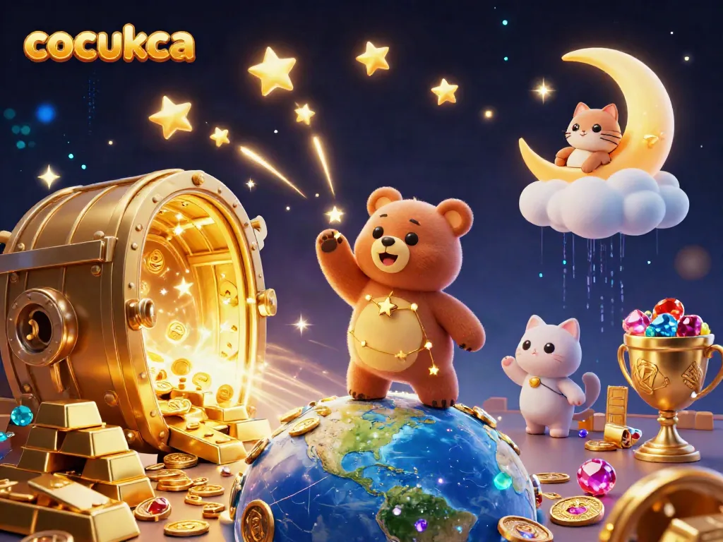 Dalam permainan cocukca, sambut keberuntungan dengan bear bintang dan harta karun emas!