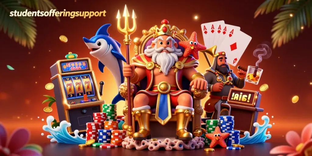 Memainkan studentsofferingsupport dengan slot mesin berwarna-warni dan karakter kartun laut.