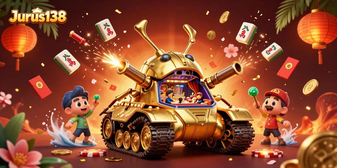 Engage in Jurus138 gameplay within a vibrant 3D casino scene loaded with festive elements.