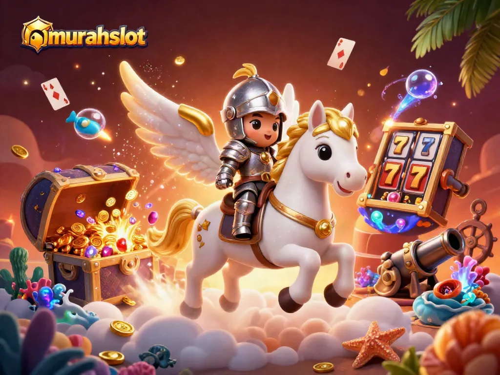 Experience thrilling wins at murahslot with a dynamic scene of cartoon characters amidst vibrant online slot elements.