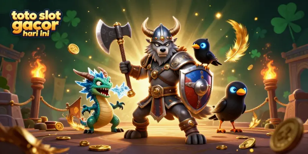 Menangkan hadiah besar dengan toto slot gacor hari ini, tampilkan karakter pahlawan dalam suasana kasino penuh warna.
