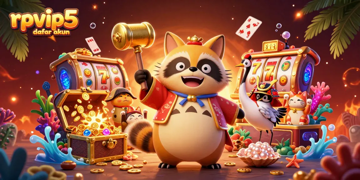 Play exciting games at rpvip5 daftar akun with cheerful characters in a vibrant 3D casino scene.
