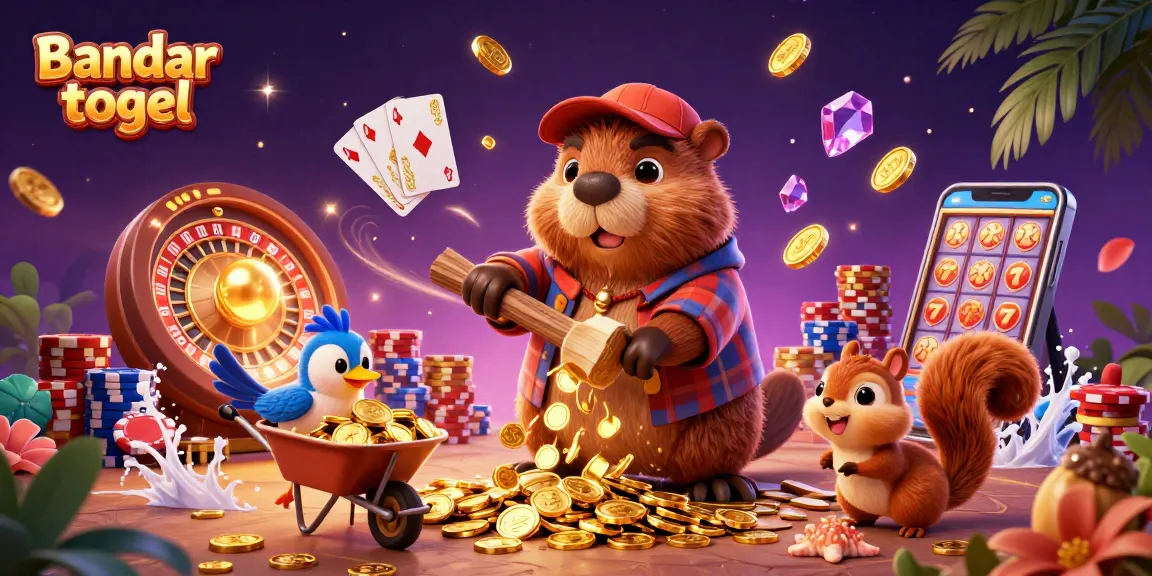 Ikuti aksi mendebarkan dengan Bandar togel saat seekor berang-berang memotong pohon koin emas, menampilkan elemen kasino yang berwarna-warni.