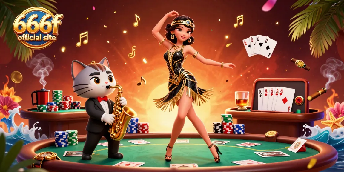Experience the thrilling ambiance of the 666f official site with vibrant casino elements and dynamic characters.