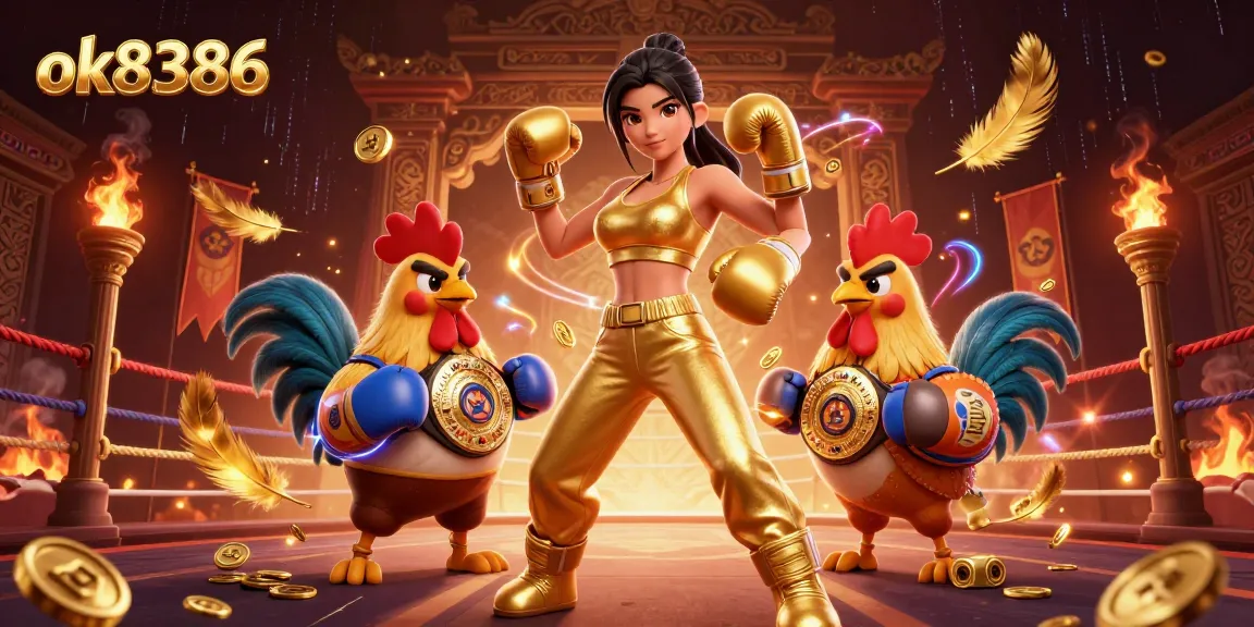 Engage with ok8386 casino excitement featuring a powerful fighter and a championship rooster ready to win.