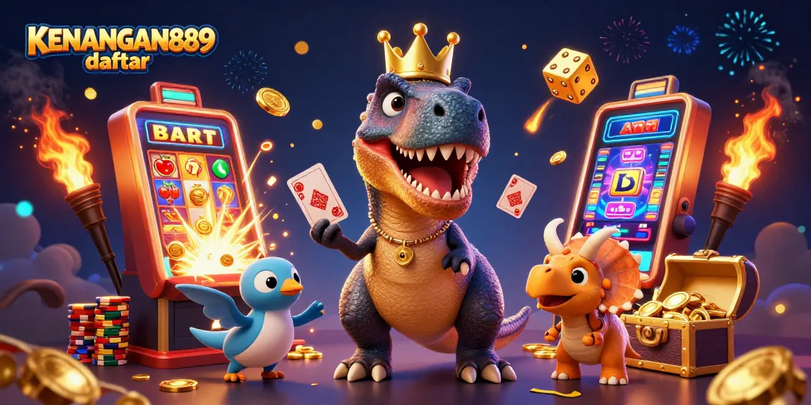 Spin the reels with KENANGAN889 daftar featuring interactive dinosaurs and bursting slot machines.