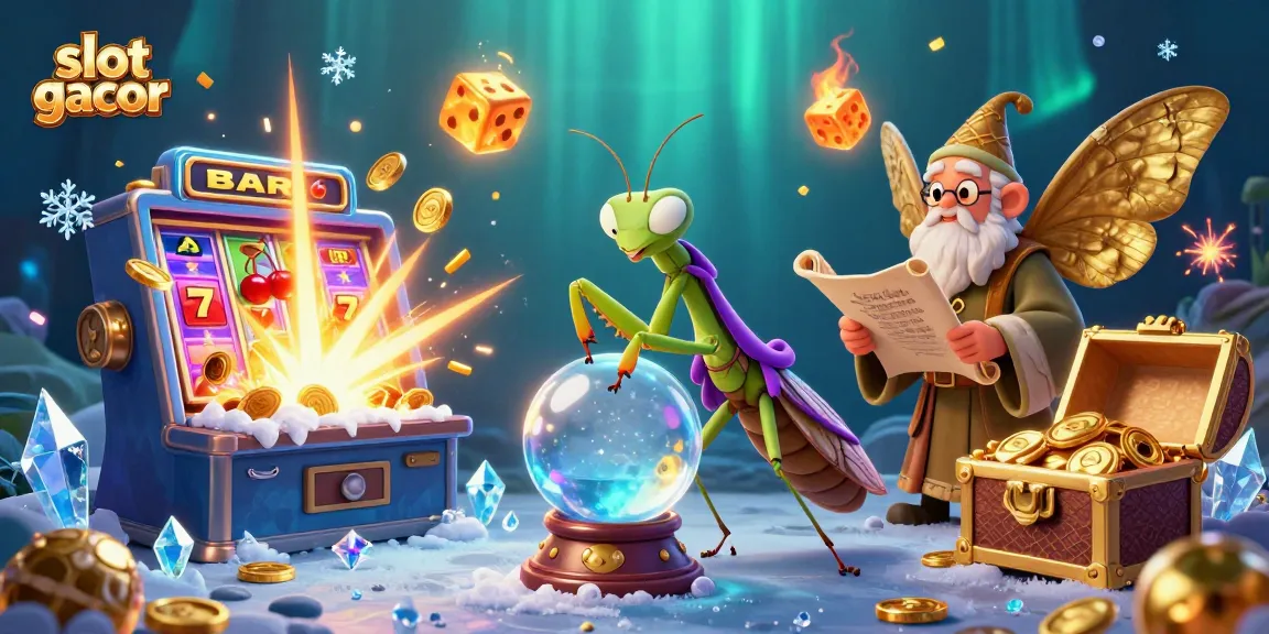 Slot gacor menampilkan karakter ramah dan elemen kasino dalam ilustrasi 3D yang memikat.