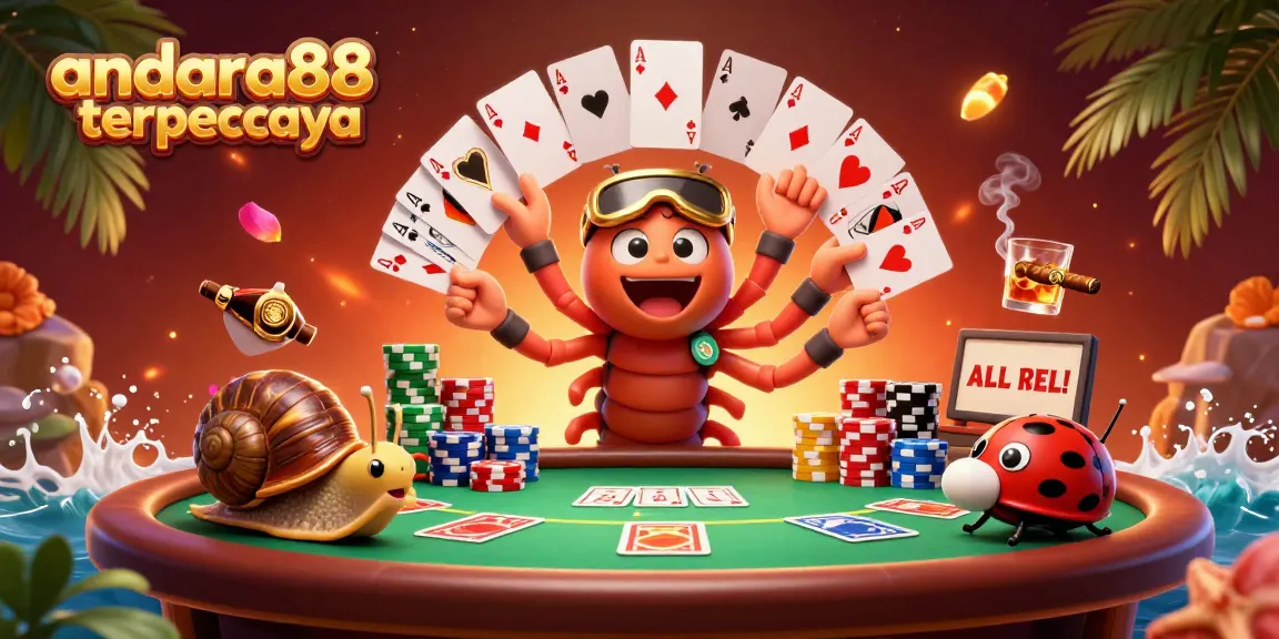 Join the excitement with andara88 terpercaya as the dealer fans playing cards on a vibrant poker table.