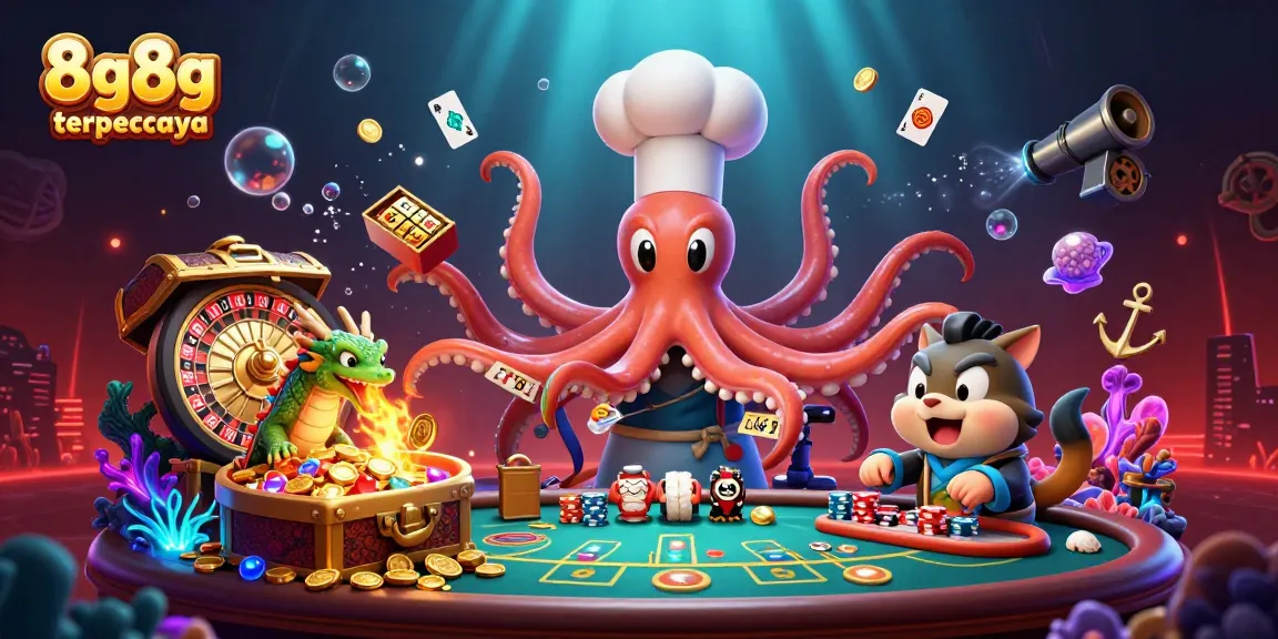 Experience thrilling games like slots on 8g8g terpercaya featuring colorful characters and vibrant casino elements.