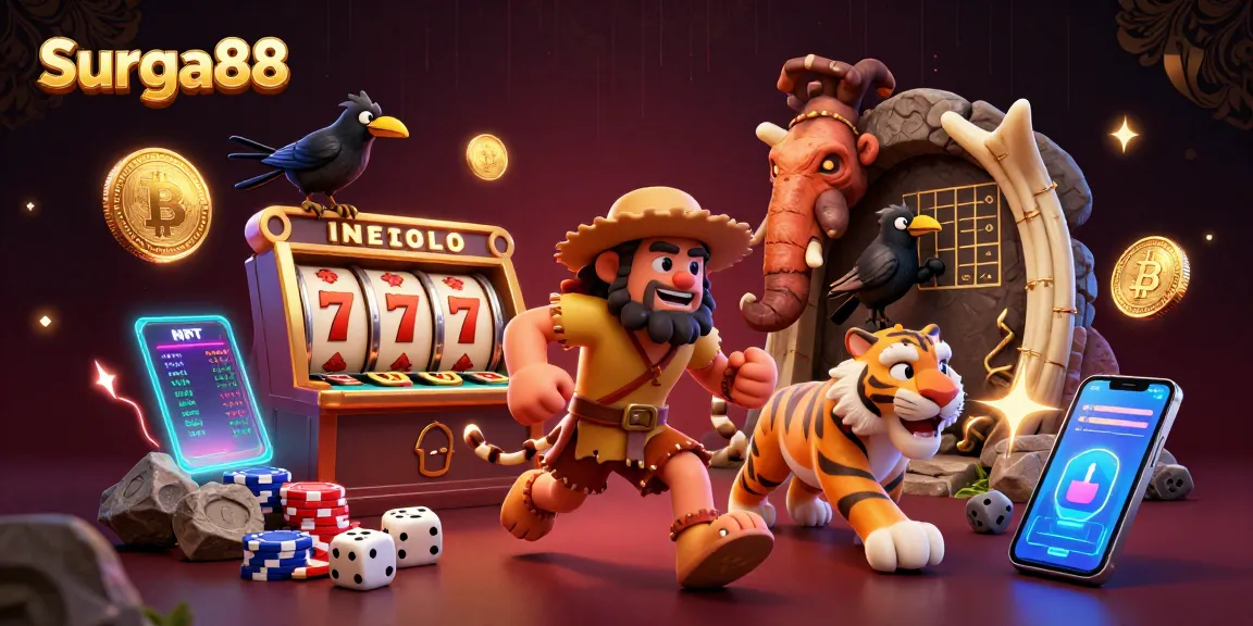 Experience thrilling wins with Surga88 at a vibrant prehistoric casino featuring unique characters.