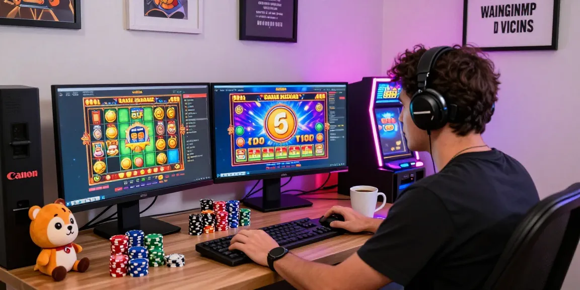 Player enjoying slot gacor games online with colorful graphics and excitement.