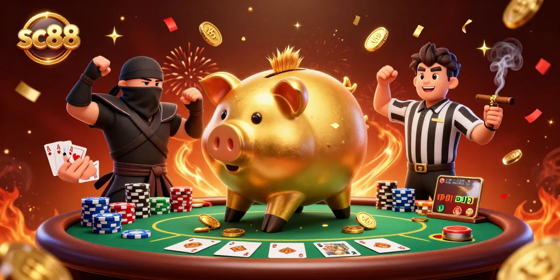 Engage with sc88's exciting casino atmosphere featuring dynamic characters in a thrilling poker scene.