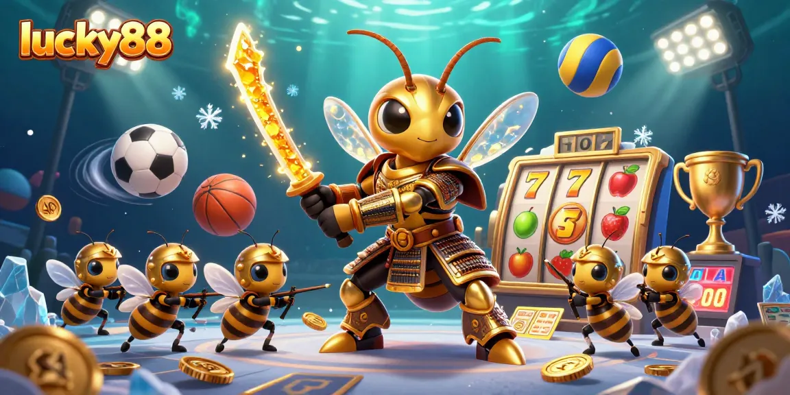 Experience lucky88's thrilling action with a vibrant 3D illustration featuring engaging slot game elements.