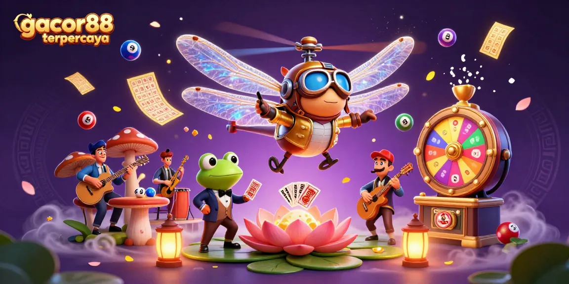 Play exciting games at gacor88 terpercaya with vibrant scenes and dynamic elements in this 3D illustration.