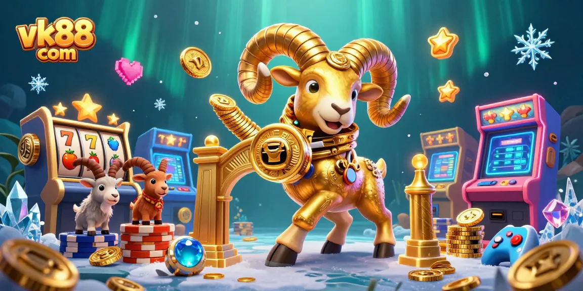 Engage in thrilling gameplay at vk88 com with vibrant slot machines and golden ram animation!