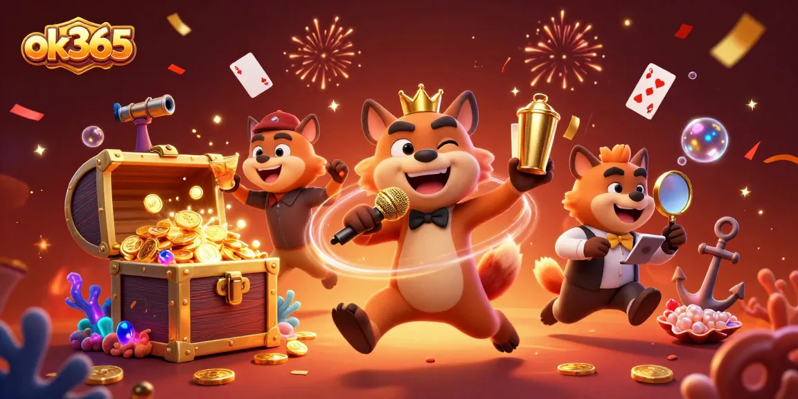 Experience the thrill of ok365 online gaming with vibrant 3D hyenas in a lavish casino.