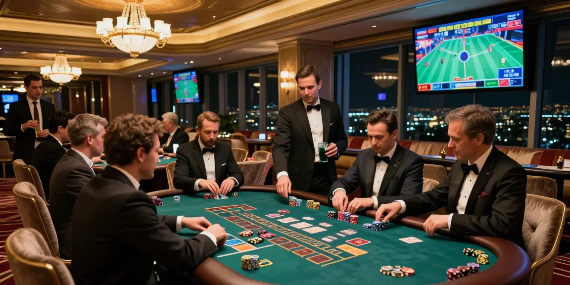 Pengunjung LUXURY777 bermain di meja baccarat dengan suasana mewah dan pencahayaan ambient yang elegan.