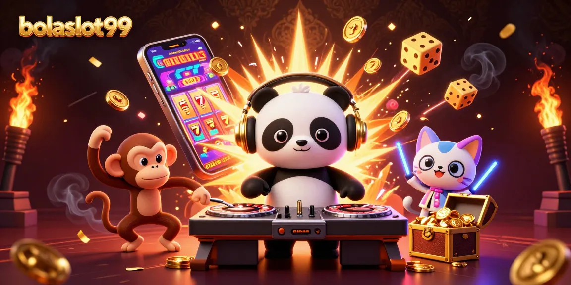 Engage with bolaslot99 as lively cartoon characters celebrate casino wins in vibrant 3D illustration.