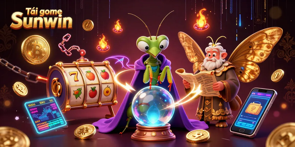 Immerse in the vibrant world of Tải game Sunwin, showcasing slot games and crypto elements.