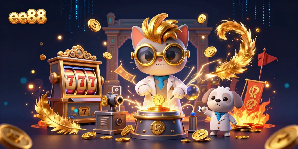 Experience thrilling wins at ee88 with our animated casino-themed illustration showing dynamic game elements.