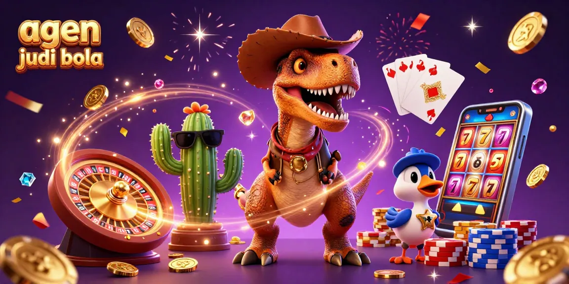 Experience thrilling betting adventures with agen judi bola and energetic characters in a vibrant casino setting.