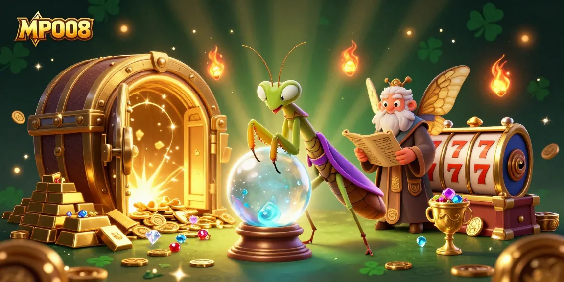 MPO08 offers an interactive gambling experience with lively characters and slot game elements.